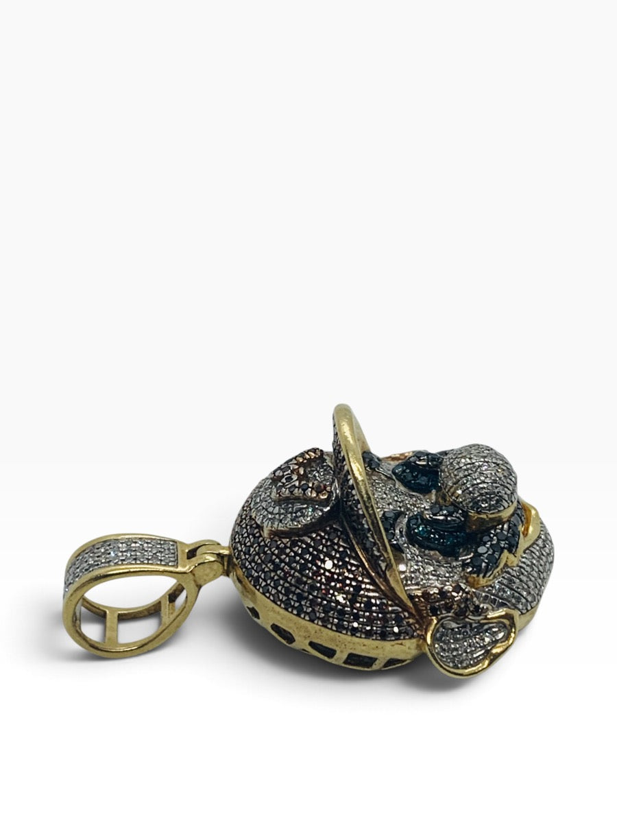 10K Yellow Gold Super Mario Bros Head Diamond Pendant 11.5 Grams