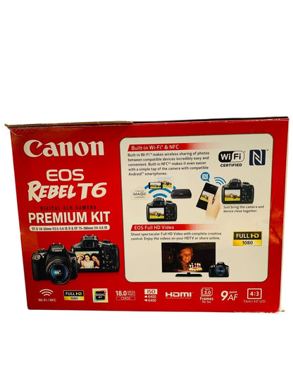 Canon EOS Rebel T6 Digital SLR Camera Premium Kit with 2 Lens New/Other