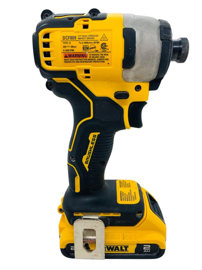 Dewalt DCF809 20V Cordless Impact Driver 2Ah Battery + Charger