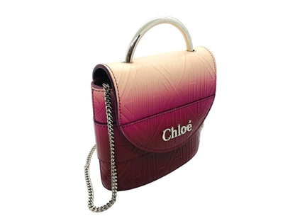 (READ) Pre-Owned Chloé Aby Lock Leather Bag Pink/White Gradient