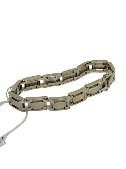 18K White Gold Rectangular Panel Link  Bracelet | Size 8 | 51.4g