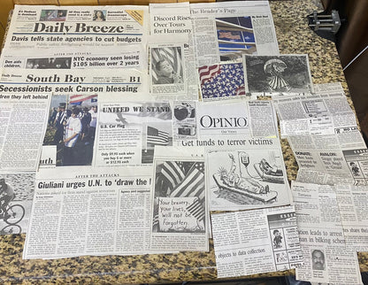 Lot of 2001 9/11 Attack News Paper, Time Magazine, Daily Breeze + More