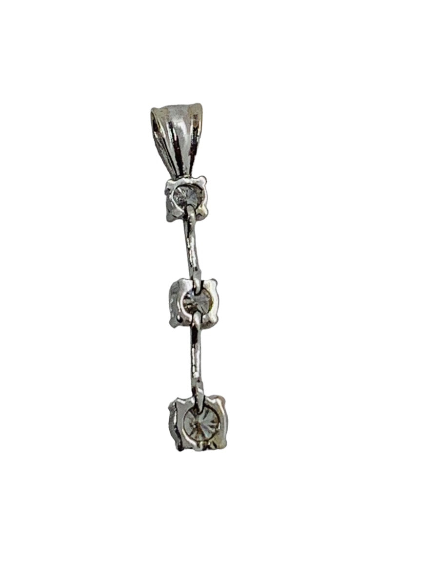 14K White Gold Dangling Diamond Pendant 1.7 Gr / .63 CTW / 1"