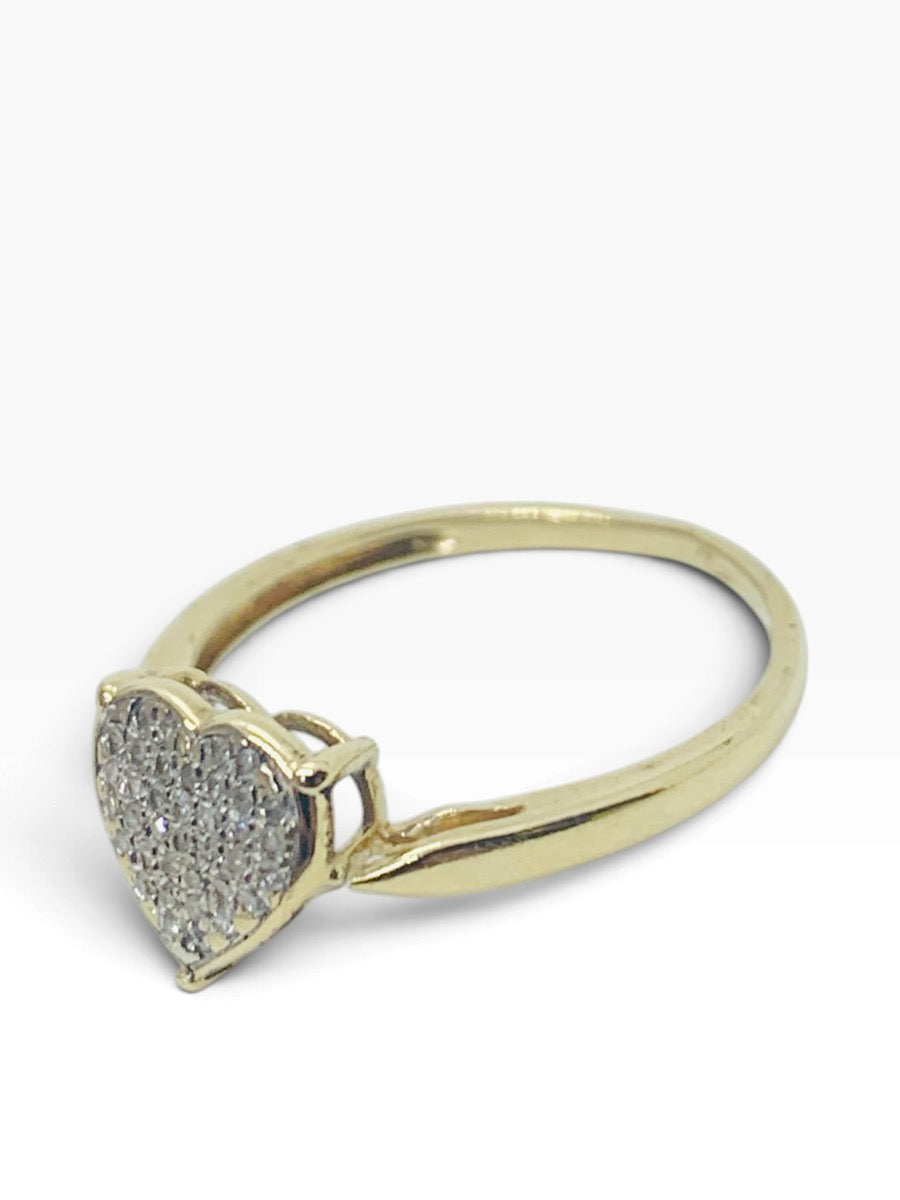 10K Yellow Gold Diamond Heart Lady's Ring 1.5 Grams | Size 6 1/2 | .040 TCW