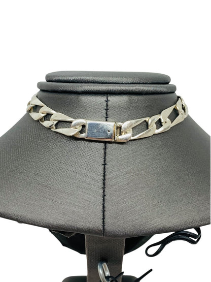 .925 Figaro ID Sterling Silver Bracelet (8.5g)