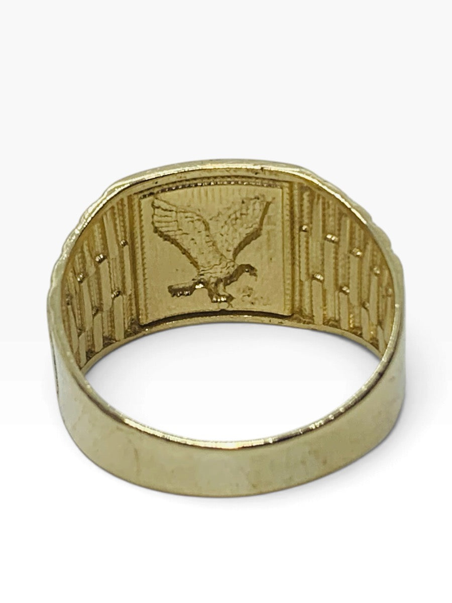 14K Yellow Gold Rolex Style Eagle Men's Ring Size 10.5 | 5.3 Grams
