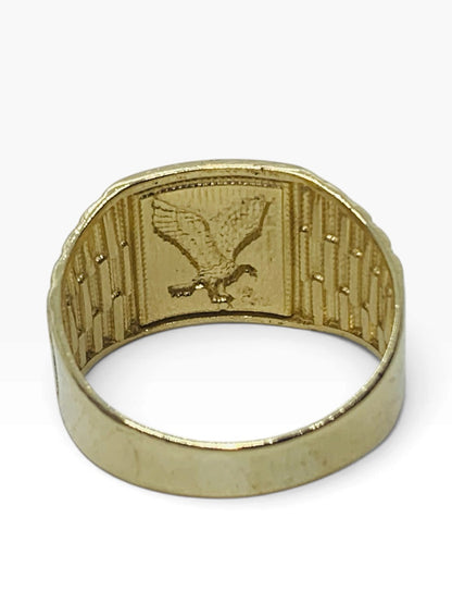 14K Yellow Gold Rolex Style Eagle Men's Ring Size 10.5 | 5.3 Grams