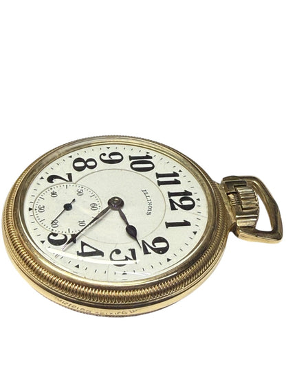 Vintage Illinoise Pocket Watch 10K Gold Filled Wind-Up Open Face 1920s