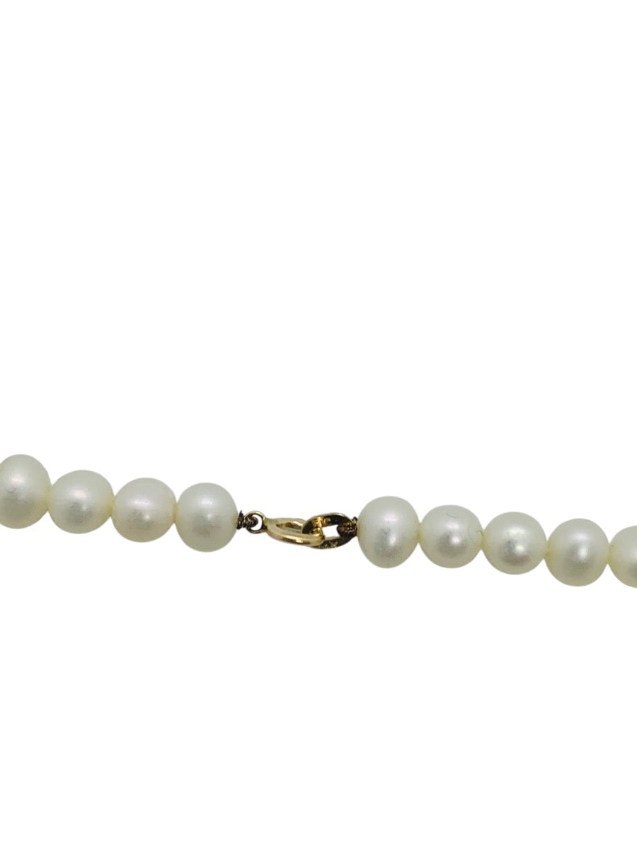 14K Gold Yellow Pearl Necklace, 18 in chain, 5.5 mm Pearl Natural Pearl Stones