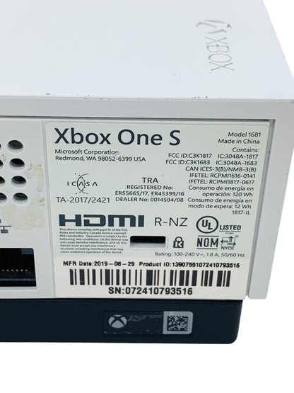 Xbox One S Model 1681 White Console For Parts / Repair (Read)