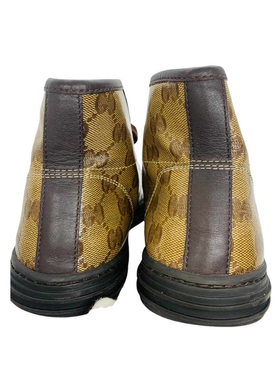 Gucci Trim California Size 37 Dark Brown Canvas & Leather High Tops