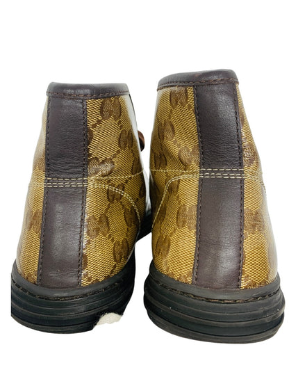Gucci Trim California Size 37 Dark Brown Canvas & Leather High Tops