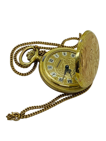 Vintage Wakmann 17 Jewels Shock Absorber Pendant Watch with Gold Tone Chain Made in France