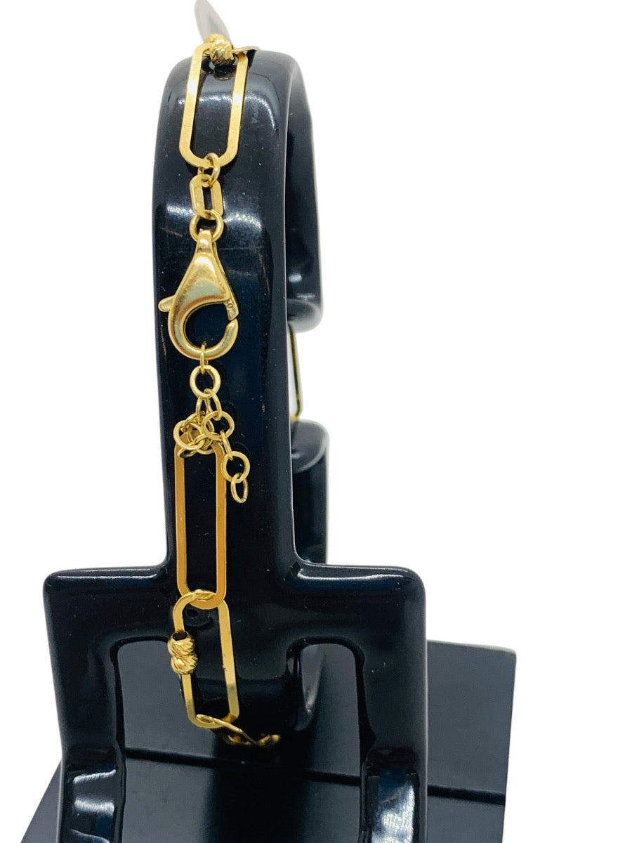 18K Yellow Gold Paper Clip Bracelet | 7" | 3.4g