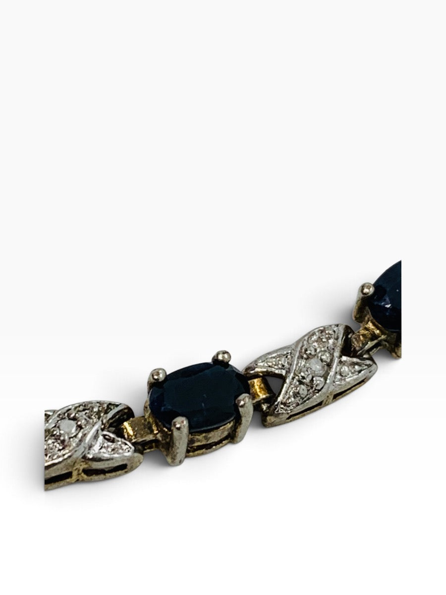 Sterling Silver Sapphire Bracelet 3.6CTW Oval 11.8g | 925 Silver 7.5in