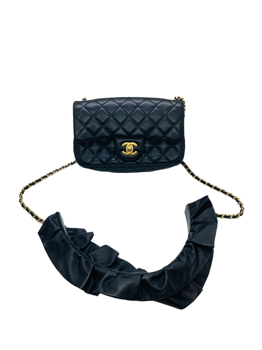 CHANEL Calfskin Quilted Mini Romance Rectangular Flap Black