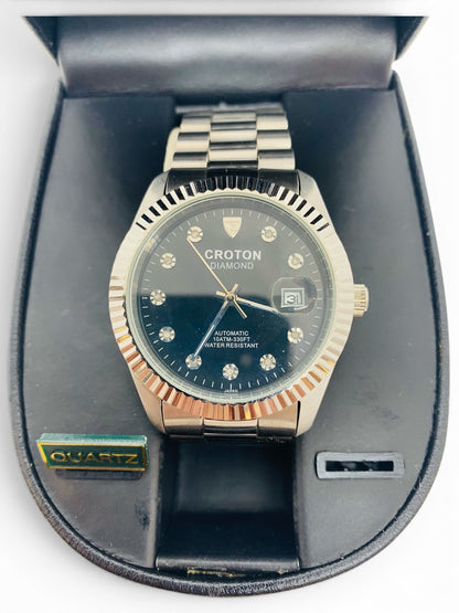 Croton Diamond Automatic Men’s Watch – Black Dial 10ATM-330FT