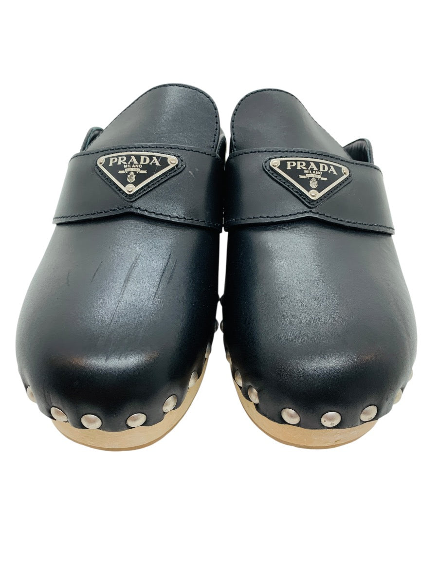 Prada Black Women's Studded Clog Shoes US 3