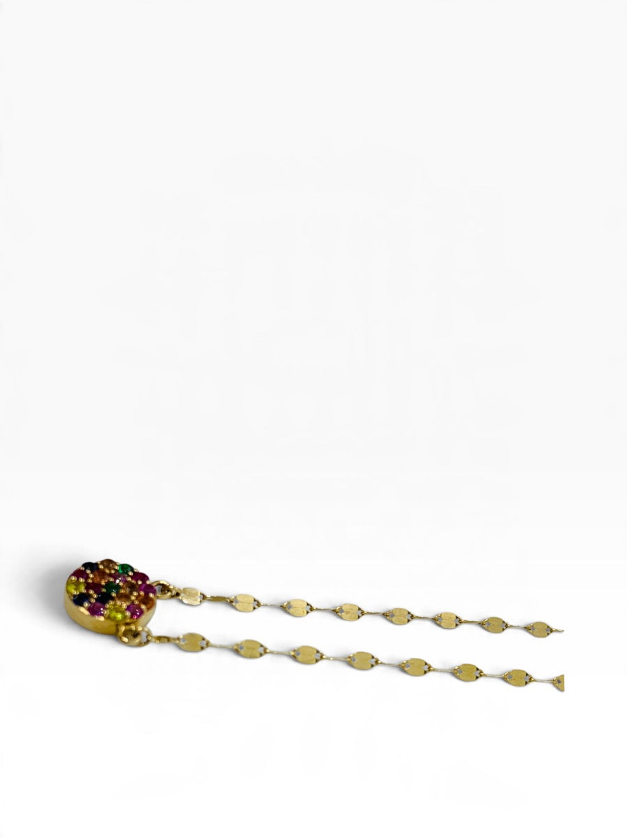 14K Yellow Gold Multicolor Topaz Pendant Necklace 1.8 Grams | 16" Length