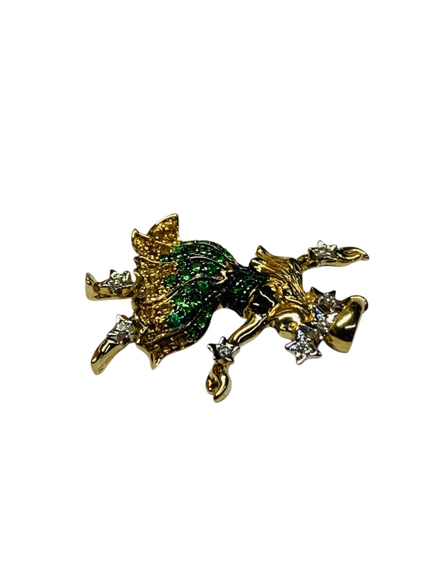14K Yellow Gold Hawaiian Dancing Lady Dias/ Colored Stones