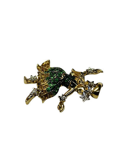 14K Yellow Gold Hawaiian Dancing Lady Dias/ Colored Stones