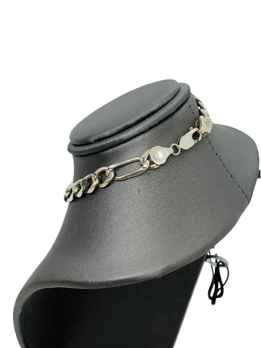 Mexico .925 Figaro Sterling Silver Bracelet