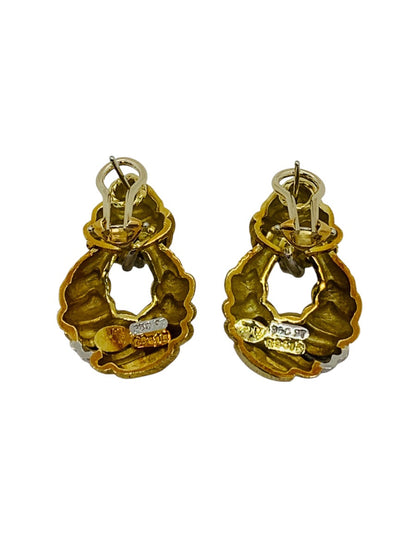 Henry Dunay Sabi 18k/Plat Two-Tone Brushed Knot-Style Clip Earrings