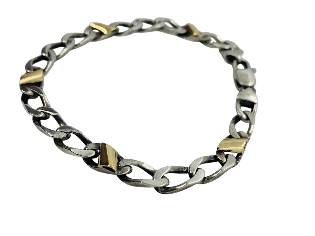 Tiffany & Co. 18KYG & Sterling Silver Curb Link Bracelet 7" 11.1g