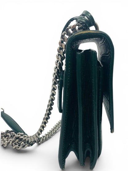 Yves Saint Laurent Sunset Green Crocodile Shoulder Bag Chain Strap