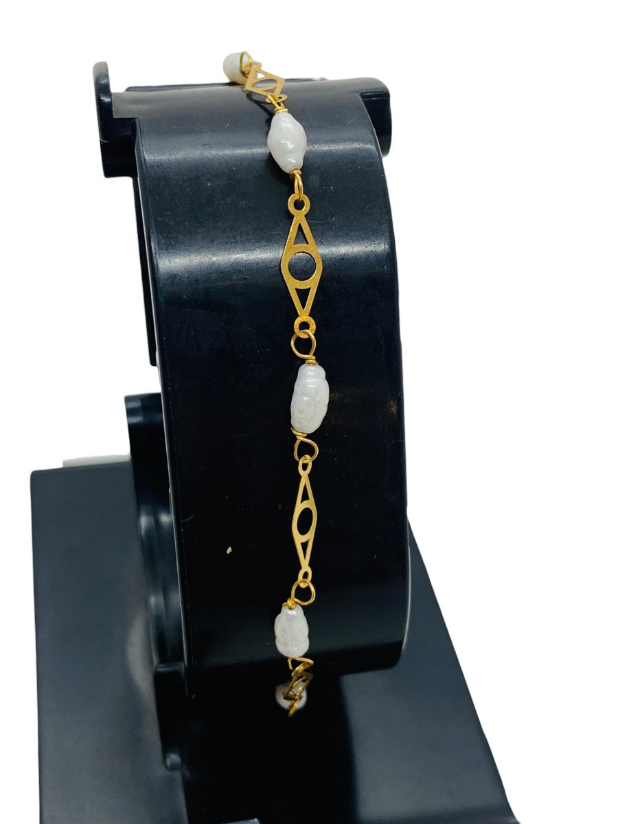 18K Yellow Gold Opal Link Bracelet | Size 7 | 1.4g