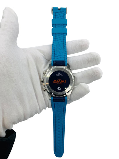 Bulova E1 Team Miami Chronograph Blue Mens Marine Star Watch 96B460