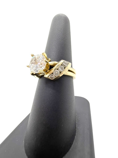 14K Yellow Gold Clear Stone Ring Set | 0.91 TCW | 5.8g