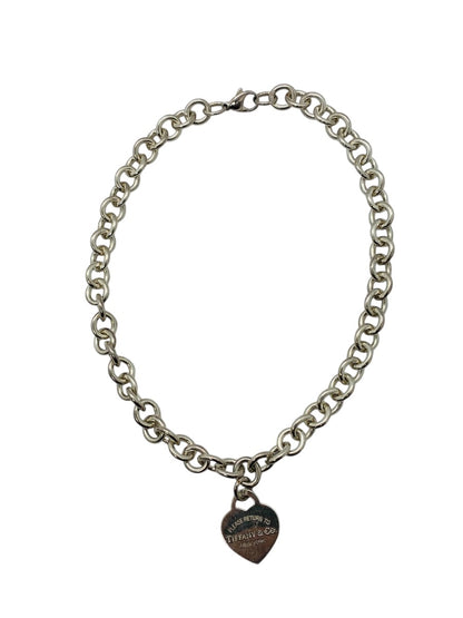 Tiffany & Co 925 Silver "Return To Tiffany" Rolo Necklace Heart Charm