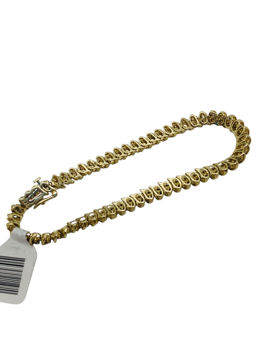 10K Yellow Gold Round Diamond Tennis Bracelet | 1.14 TCW | Size 7.5 | 12.4g