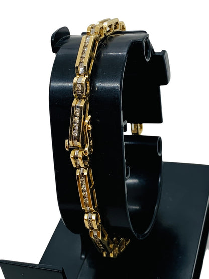14K Yellow Gold Channel Set Diamond Bar Link  Bracelet | .50 TCW | Size 7.5 | 13.4g