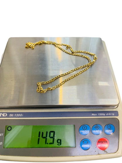 14K Yellow Gold Figaro Chain | Size 22 | 15g