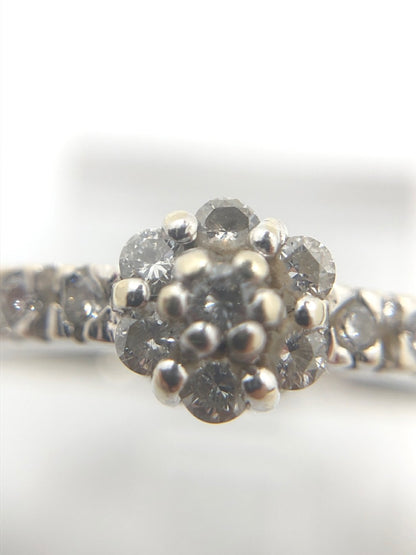 14K White Gold Diamond Flower Ring - 0.51tcw - Size 5.5 - 2.5g