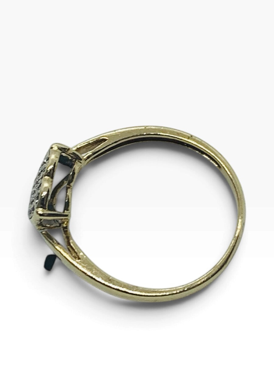 10K Yellow Gold Diamond Heart Lady's Ring 1.5 Grams | Size 6 1/2 | .040 TCW