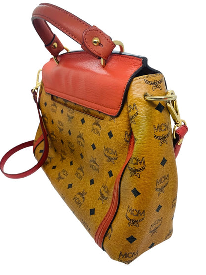 MCM Leather Crossbody Cognac In Viestos Detachable Strap