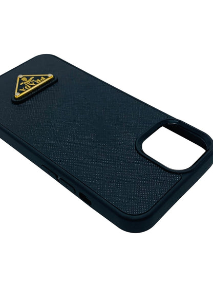 Prada iPhone 13 Pro Black Phone Case Saffiano Triangolo