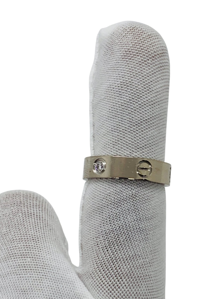 Cartier Love Ring 18K White Gold 750 Au Classic Model 3 Diamonds Size 59