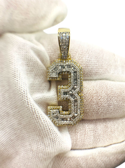 10K Yellow Gold "3" Design Pendant | 0.70CTW | 8.7g