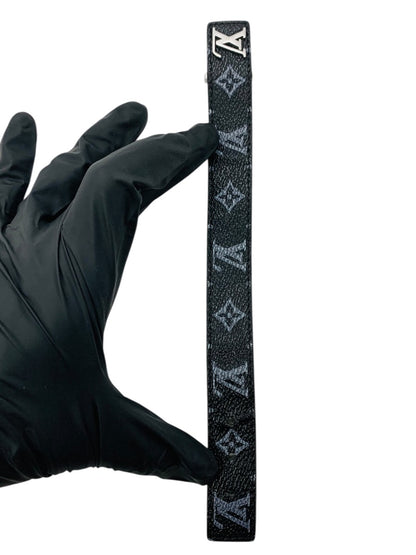 Louis Vuitton Slim Bracelet Black LV Monogram Leather