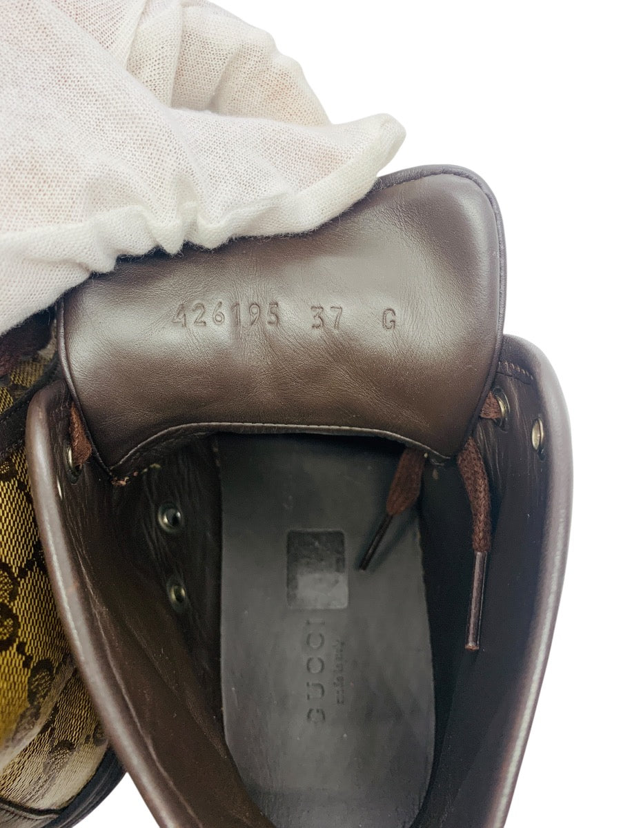 Gucci Trim California Size 37 Dark Brown Canvas & Leather High Tops