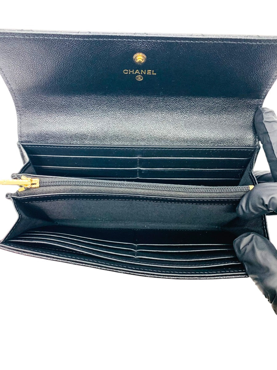 Chanel CC Matelasse Quilted Timeless Long Wallet Black