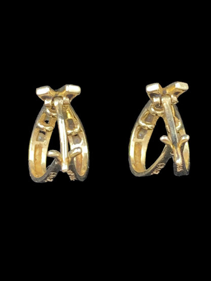 14K Yellow Gold Ribbon-Styled Earrings - 0.72tcw - 1.2cm - 2.8g