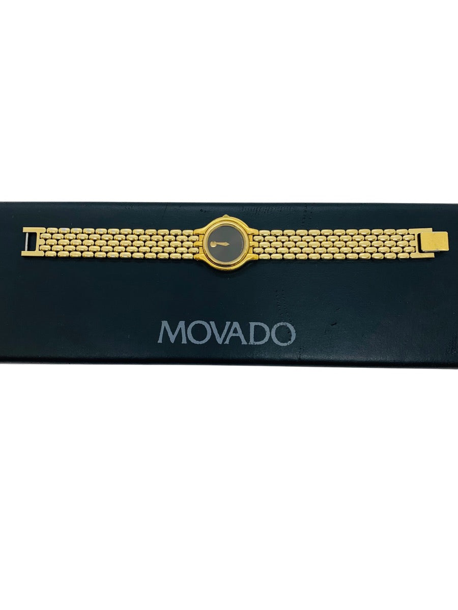 Movado Gold Tone 18-25-816 Quartz Watch Stainless Steel 21mm Black Face