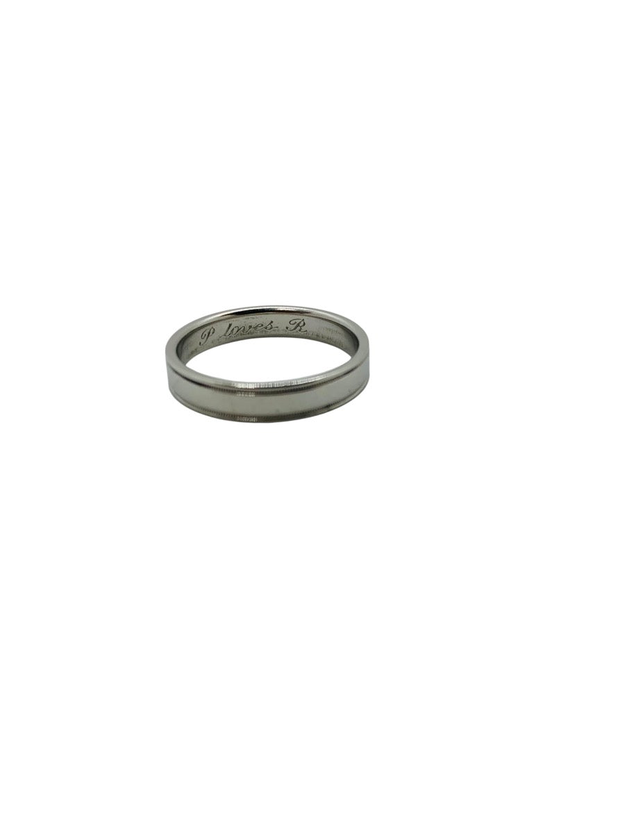 Tiffany & Co. Plat 950 4mm Size 9 Double Milgrain Band Ring 7Gr (Read)