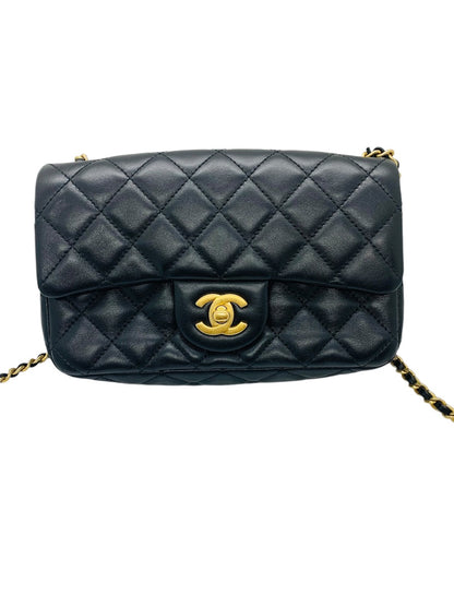 CHANEL Calfskin Quilted Mini Romance Rectangular Flap Black