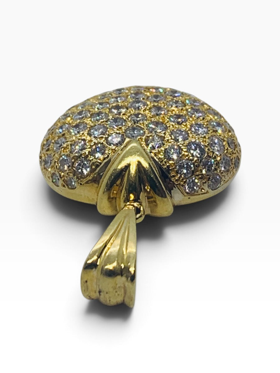 18K Solid Yellow Gold Heart Pendant Round Diamond 17.9 Grams | 1.64 TCW